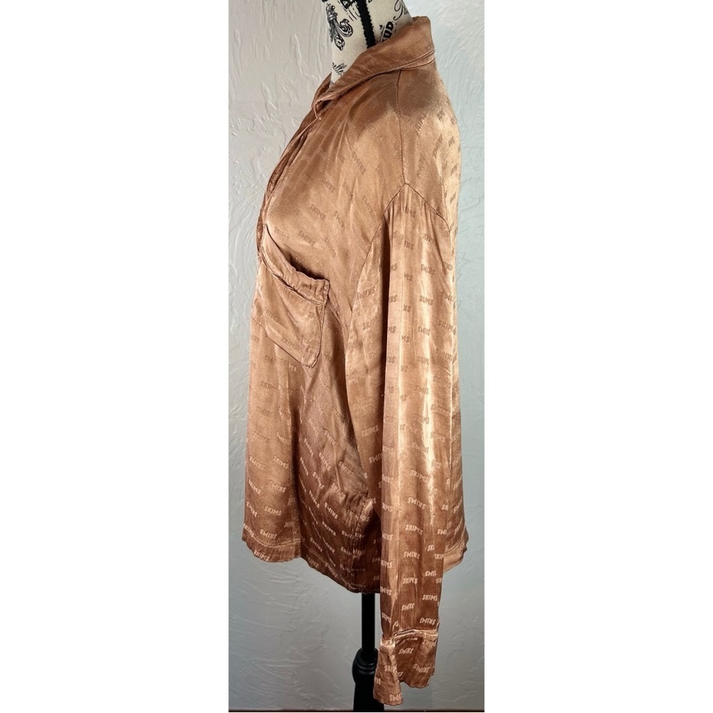 Skims Jacquard Button Up Sleep Ochre Top, size Large - Picture 6 of 11